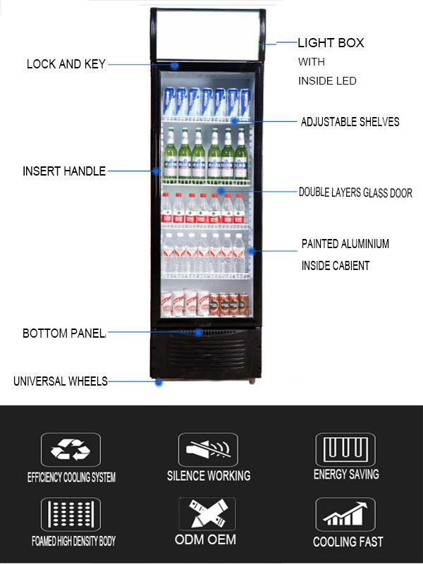 直立した飲料の表示冷却装置単一のガラス ドアの商業使用のための縦の表示冷却装置
